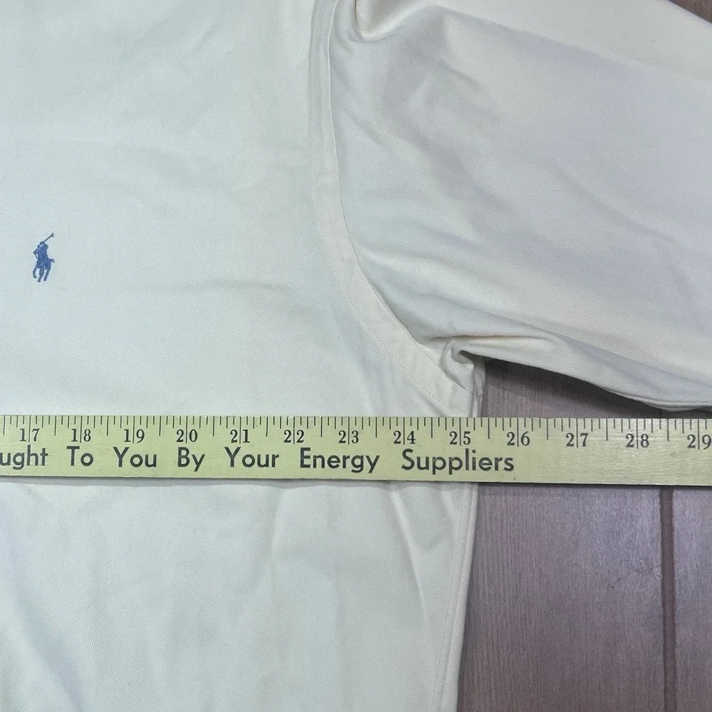 Ralph Lauren Navy label Polo logo long sleeve butter yellow shirt‎ Med Vintage